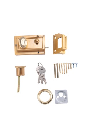 Nayomiglow Gece Kapısı Giriş Kapısı İçin Çinko Silindir Kilit Mandalı, Altın Kaplama