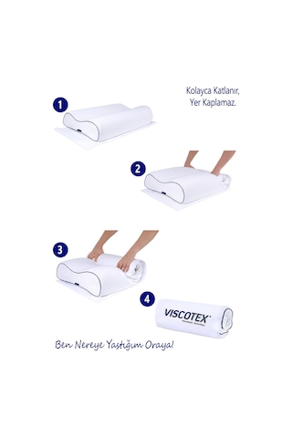 Viscotex Çift Bombeli Ortopedik Yastık 60x40x14/12cm, Beyaz