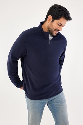 Erkek Lacı Anti-pilling Tüylenme Yapmayan Standart Fit Dik Yaka Polar Sweatshirt Lacivert