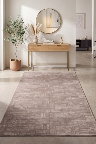 Modern Desen Baskılı Dekoratif Kaymaz Taban Yıkanabilir Halı Yolluk Elit Şık Salon Oturma Odası Mutfak Koridor Antre Yatak Odası Halısı Yolluk 4056vizon