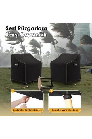 Haegs Çift Kişilik Bahçe Koltuk Örtüsü, Koruma Kılıfı, Su Geçirmez Açık Hava Bahçe Mobilya Kılıfları, Dış Mekan Sandalye Kılıfı Örtü Branda, Ağır Hizmet Tipi, 215-90-90cm - Siyah