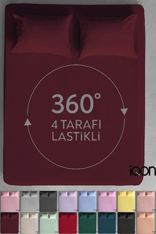 İqon Ranforce Dokuma Lastikli Çarşaf Takımı Tek Kişilik - 21 Renk Bordo