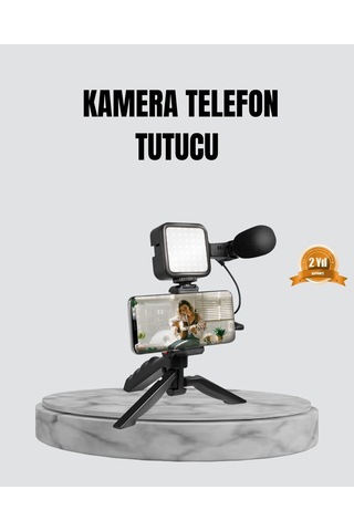 Telefon Video Çekim Kiti Led Aydınlatma Mikrofon Tripodlu Tam Set Belirtilmemiş