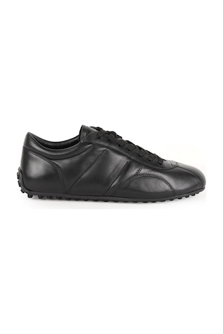Libero Erkek Sneaker Ayakkabı Hakiki Deri Antik Bağcıklı Düz İnce Taban Esnek Kaymaz Kauçuk Taban L6027 Siyah