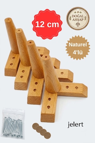 Masif Gürgen Ahşap 12 Cm Naturel-4'lü, Mobilya Yükseltme Ayağı, Robot Süpürge Uyumlu, 1. Sınıf Gürgen Ağacı, Kanepe Berjer Koltuk Tv Ünitesi Yükseltici Ayak Naturel Ahşap