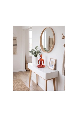 Dekoratif Yogacı Heykeli Kırmızı 23x14 Cm Meditasyon Yoga Figürü, Modern Biblo Ve Masaüstü Dekor Objesi