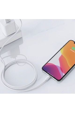 Nettech NT-20 Plastik 100 CM Lightning Şarj Ve Data Kablosu Beyaz