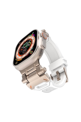 Watch 44mm Mkst Krd-108 Metal Başlıklı Silikon Kordon-starlight White