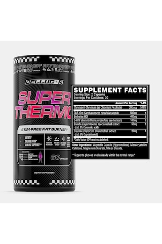Cellucor Super Thermo Stim-free Fat Burner Berberine Saccharomyces Thermogenic Appetite Glucose Support 60 Caps Aromasız