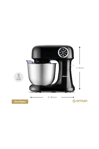 Emsan Bella Gusto Pro Dijital Ekranlı Stand Mikser Siyah 1500w Gurmeaid