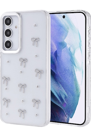 Galaxy A55 Uyumlu Kılıf Airbag Tasarımlı Simli Şeffaf Zore Kutup Kapak - Kiraz Kiraz