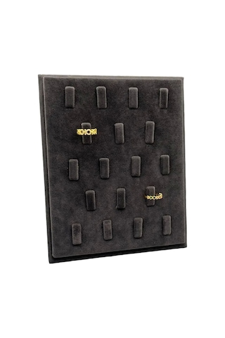 Süet Kumaş Füme Renk 20/16 Cm Ayaklı Yüzük Sergileme Standı Çok Renkli