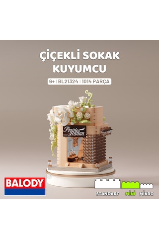 Balody Çiçekli Sokak Serisi Kuyumcu Bl21324 Mini Blok Yapı Oyuncakları Seti