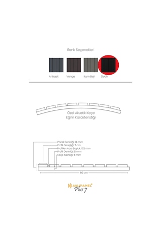 Akupanel Plus7 60 245 Cm Siyah Akustik Duvar Paneli Siyah