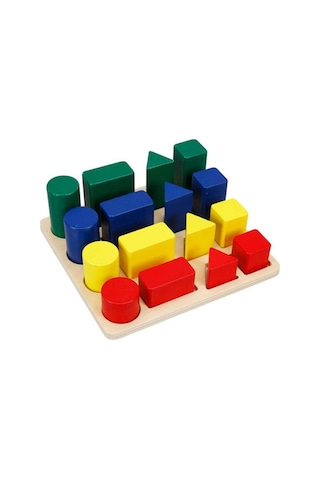 Wood Ahşap Geometrik Şekiller Büyükten Küçüge Sıralama Oyunu