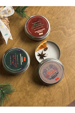 Yeni Yıl Hediyesi - Gift Box 3'lü Christmas Tree Soya Wax Mum Beyaz