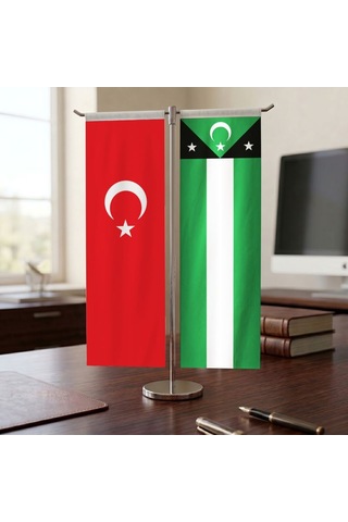 Batı Trakya Türkleri Bayrağı Ve Türkiye Bayrağı Kırlangıç T Tipi Masa Bayrak Takımı Diğer