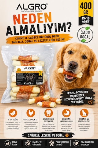 Tavuklu Roll Kemik Köpek Ödülü 400 Gr X 3 Paket