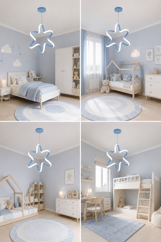 AvizeGO Yalven Led Sarkıt Avize Çocuk Odası Beyaz Işık Açık Mavi