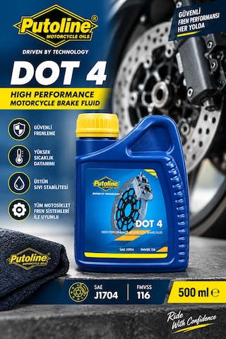 Putoline Dot 4 Motosiklet Fren Hidroliği 500 Ml Yüksek Performanslı Brake Fluid