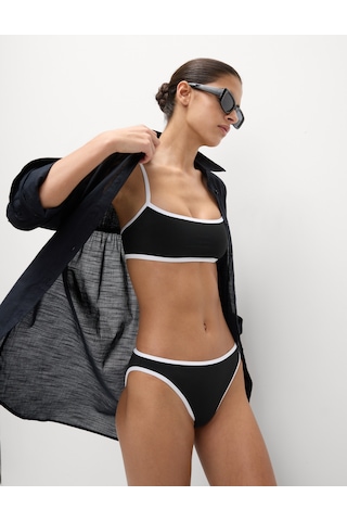 Marks & Spencer Kontrast Trim Yuvarlak Yaka Bikini Üstü Siyah Mix