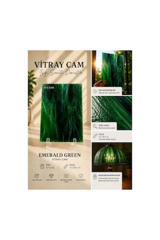 Dekoratif Vitray Cam Zümrüt Dalga 21x29,7 Cm