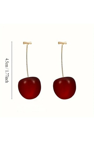 Mumicemum Kiraz Küpe Kırmız - Altın