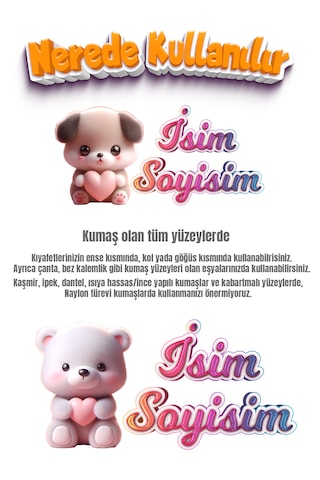 Kıyafet Etiketi - Okul Kıyafet Kumaş Etiketi Kreş Anaokulu İlkokul Kıyafet Kumaş Etiketi Set08 Karışık