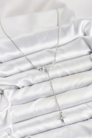 316l Çelik Zincir Gümüş Renk Yıldız Model Y Kadın Kolye Renkli