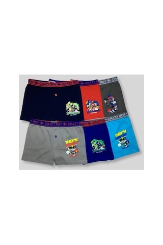 Tutku Erkek Çocuk Çok Renkli 6'lı Paket Elastan Pamuk Baskılı Boxer Çok Renkli Çok Renkl