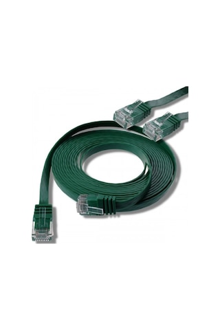 Irenis CAT6 Kablo Yassı Ethernet Network Lan Ağ İnternet Kablosu 1 M Yeşil