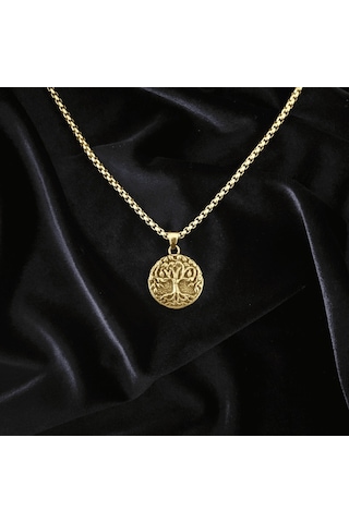 Yaşam Ağacı Çelik Kolye Silver