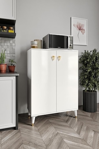 Simple Çok Amaçlı Dolap Mutfak Balkon Kiler Banyo Ayakkabılık Dolabı Beyaz Gold