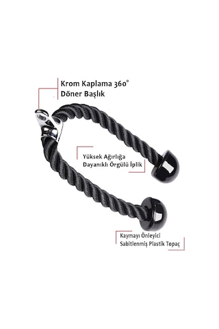 Xtreme Fitness Triceps Halatı Siyah