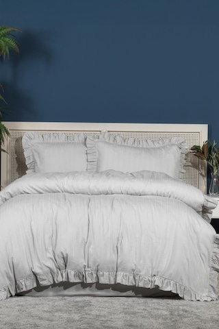 Elart Romantic Nevresim Takımı Çift Kişilik Lastikli Çarşaf 200x220 Cm Gri Gri