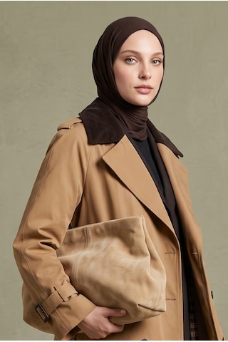 Avenna Kontrast Yaka Belden Kemerli Yandan Cepli Kap 125 Cm Boy Camel 26kt713