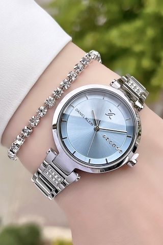 Daniel Klein DKISTE155 Premium Kadranı Mavi Kadın Kol Saati + Bileklik