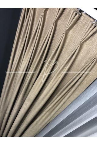 Fon Perde Katyonik Desen Amerikan Pile 1 e 3 Sık Pile Seçeneği Çok Renkli