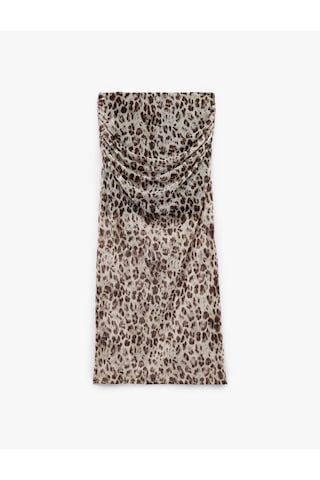 Koton Astarlı Slim Fit Drapeli Leopar Desenli Midi Boy Tül Etek Kahverengi Desenli 5sak10085uk Kahverengi Desenli