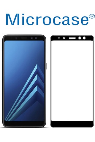 Samsung Uyumlu Galaxy A8 2018 Tam Kaplayan Çerçeveli Tempered Cam Koruma