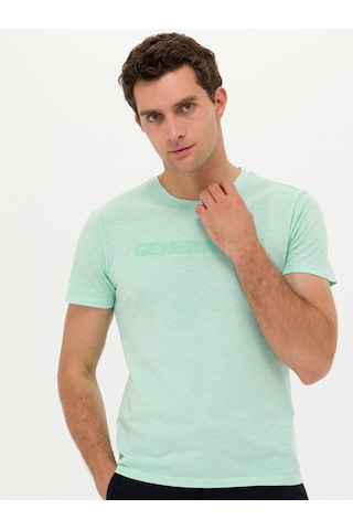 Yesıl Slim Fit Bisiklet Yaka T-shirt Yeşil
