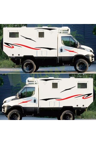Karavan Çekme Desen Çizgi Oto Sticker Yapıştırma Modifiye Etiket