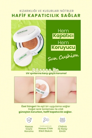 Lebelage Yağlanma Karşıtı Centella İçeren Kapatıcı Güneş Koruyucu LEBELAGE NO Sebum Cushion SPF50+ pa++++