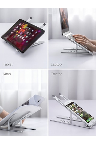 7 Dereceli Katlanabilir / Taşınabilir Metal Laptop Standı I Tablet - Telefon - Kitap Uyumlu