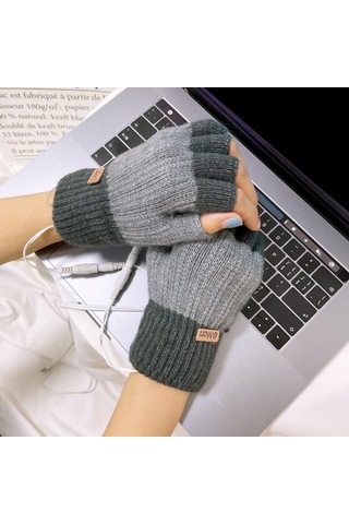 Suntek Usb Isıtmalı Eldivenler Bilgisayar Ofis İşleri Gri Gri