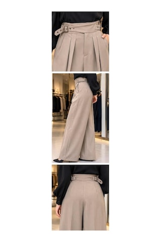 Ghisa Yüksek Kemerli/tokalı Bol Paça Pantolon Bej - 943372997 Bej
