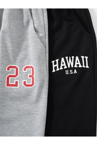 Siyah Ve Gri Eşofman Altı 2'li Takım 23/hawaii Siyah
