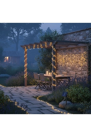 Kenpazar Güneş Enerjili Balkon Bahçe Peri Led 20 Metre S-20 Çok Renkli