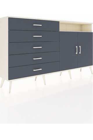 Arges Konsol 2 Raflı 5 Çekmeceli 2 Kapaklı 176x30x99 Aytaşı-antra Aytaşı-antrasit