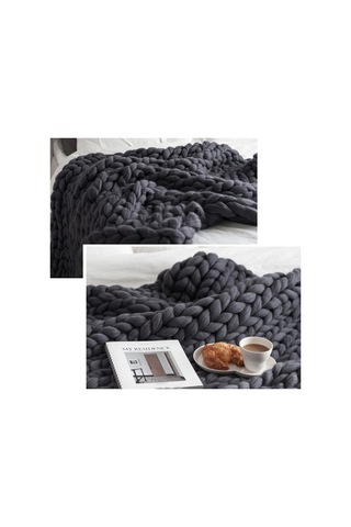 Sones Moda El Yapımı Polyester Battaniye, Boyut: 60x60cm Gri